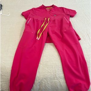 Pink FIGS scrubs set